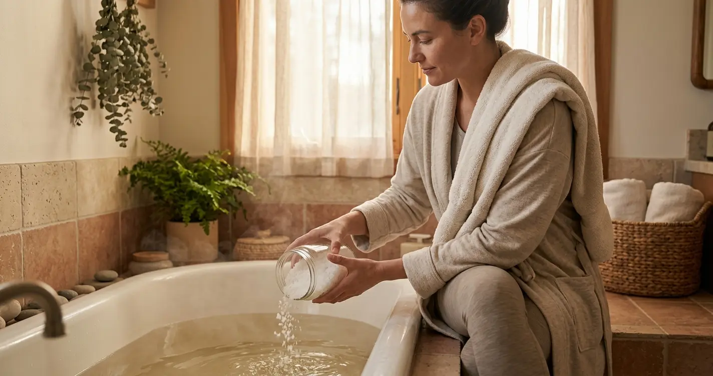 Take an Epsom salt bath here Take an Epsom salt bath here