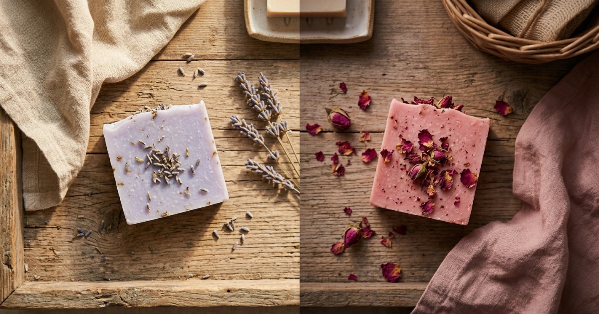 rose soap and lavender soap