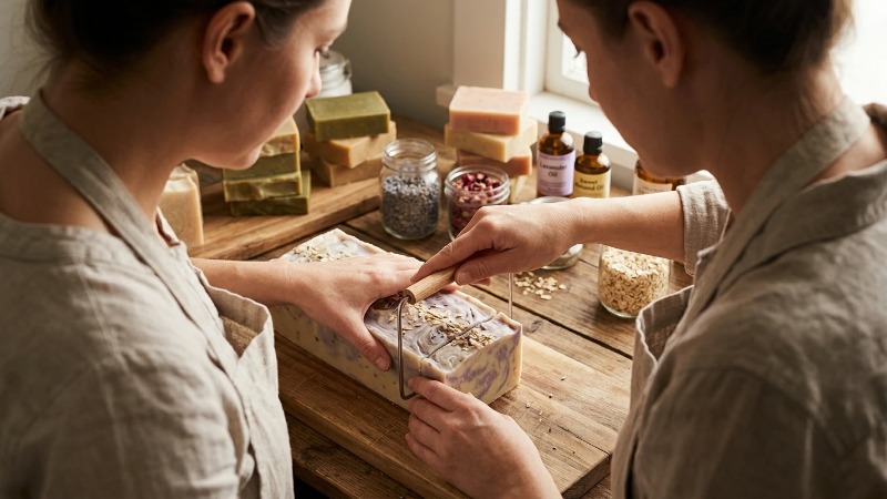 Making handmade soap
