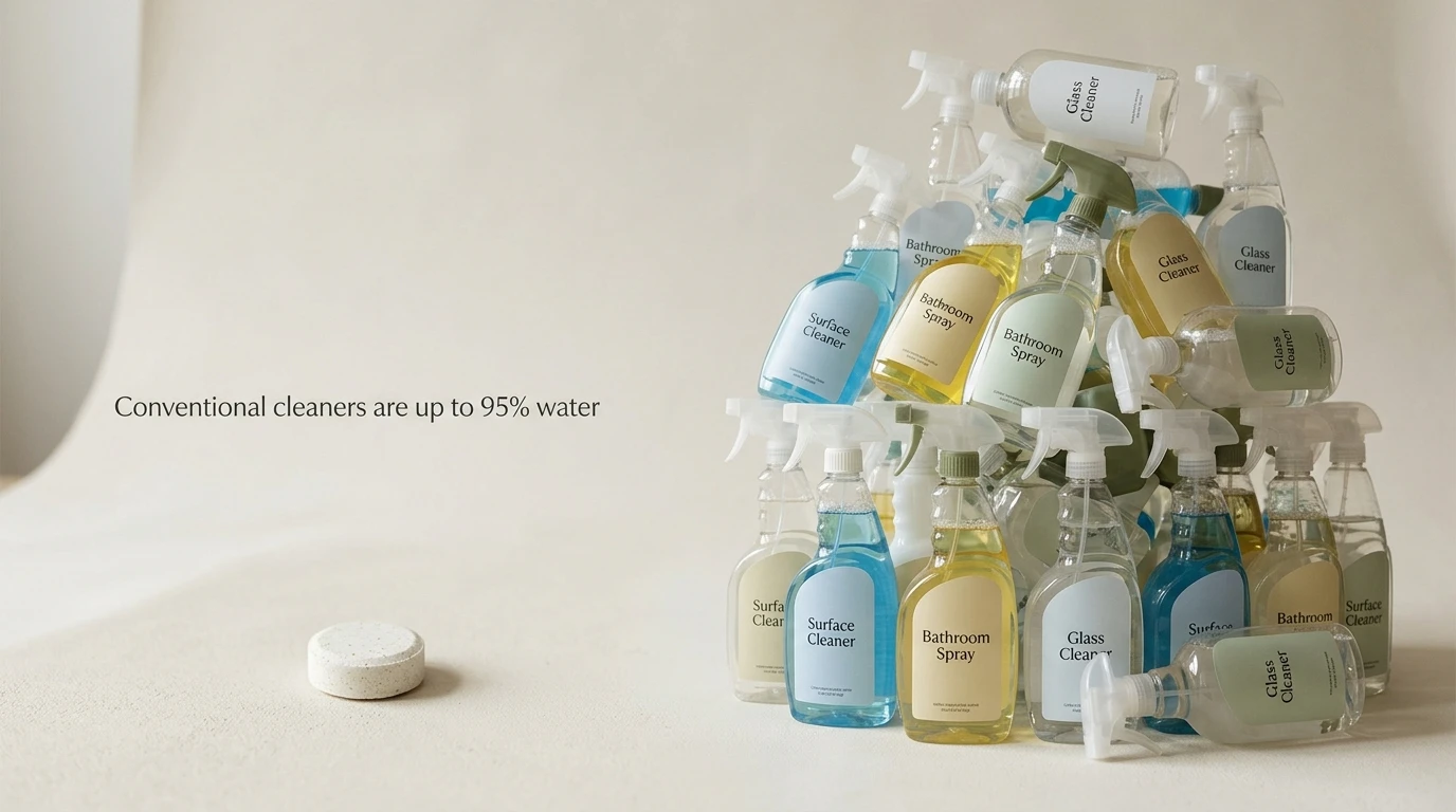 Traditional liquid-based products take up more space.
